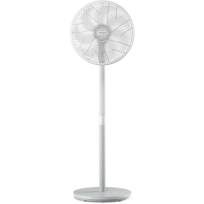 Ventilador de pedestal - PHILIPS - CX2550/00 - Altura regulable 82-125 cm - Ultra silencioso - Blanco Ventilador de pedestal - PHILIPS - CX2550/00 - Altura regulable 82-125 cm - Ultra silencioso - Blanco