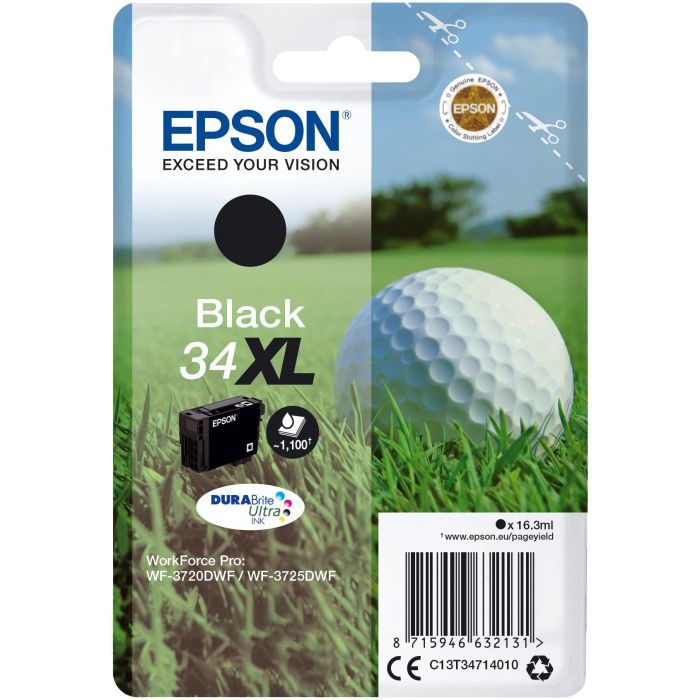 Epson WF-3720DWF/3725DWF Cartucho de Tinta Negro 34XL Durabrite Ultra Ink 1100 Páginas
