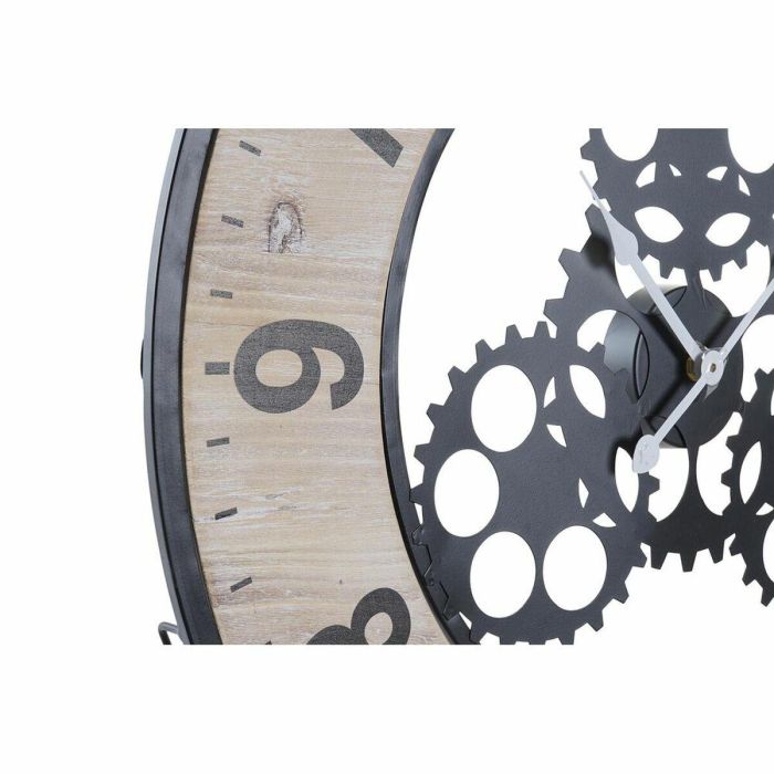 Reloj de Pared DKD Home Decor Natural Negro MDF Hierro Engranajes (60 x 4,5 x 60 cm) 1