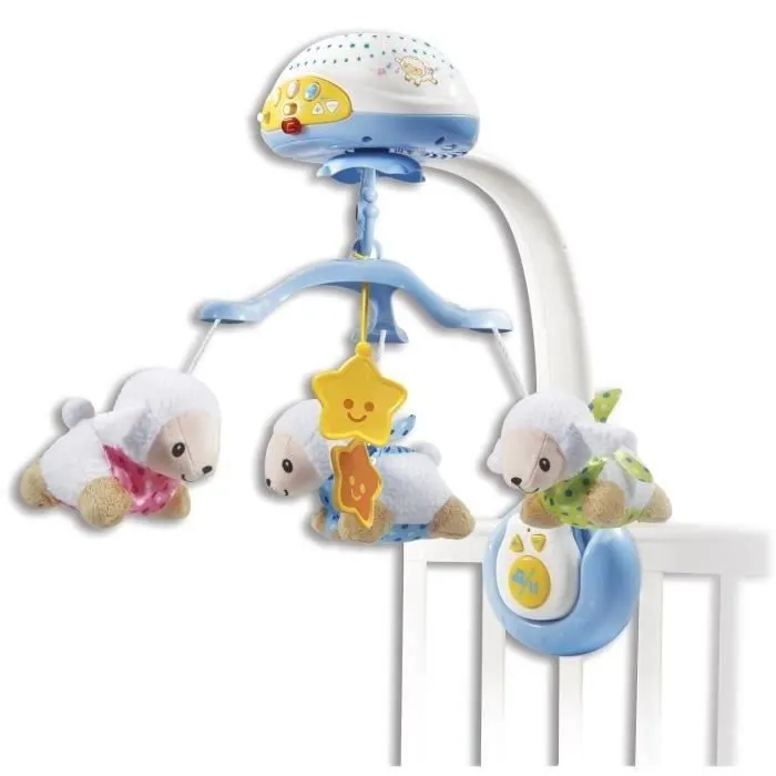 Vtech Baby Lumi Mobile Contador de ovejas azules - Móvil 3 en 1 con control remoto y proyector desmontable para bebés desde el nacimiento 1