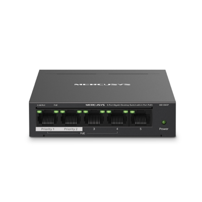 Mercusys MS105GP switch Gigabit Ethernet (10/100/1000) Energía sobre Ethernet (PoE) Negro Mercusys MS105GP switch Gigabit Ethernet (10/100/1000) Energía sobre Ethernet (PoE) Negro