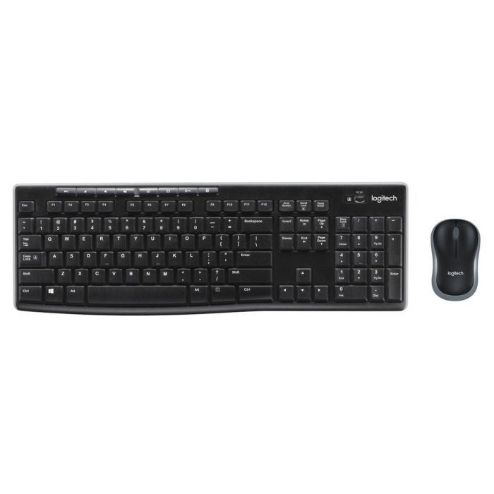 Logitech Mk270 Teclado y Mouse Inalámbrico con Nano Receptor, Resistente a Salpicaduras, Teclado Numérico y Pilas de Larga Duración