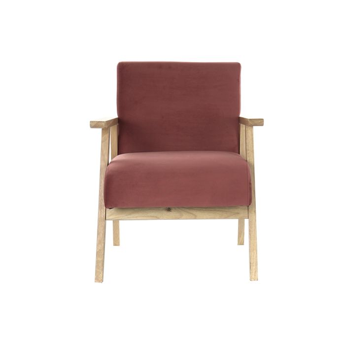 DKD Home Decor Butaca Sixties Rosa Natural, Largo 63 x Alto 77 x Ancho 61 cm, Poliéster y Mdf, Altura Asiento 40 cm, Desmontable 3