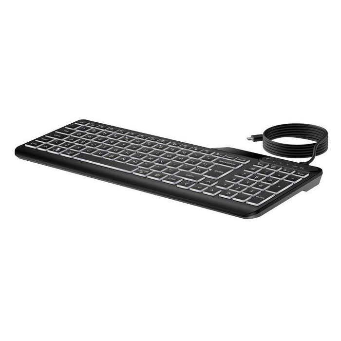 HP 400 Teclado con Cable Retroiluminado Blanco Cálido, Teclas Silenciosas, 12 Programables, Delgado y Desinfectable 18