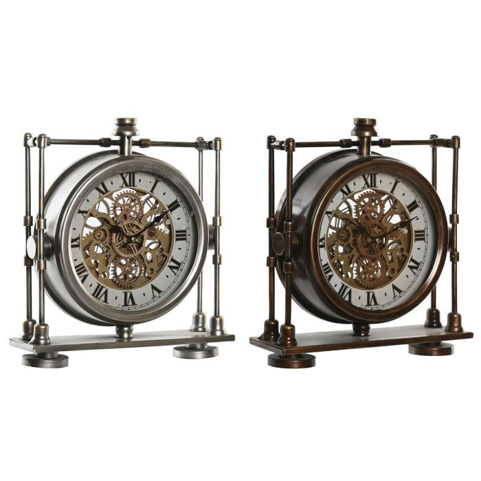 DKD Home Decor Reloj Sobremesa Vintage Hierro Cristal Dorado Plateado 9.5 x 35 x 31 cm (2 Unidades) DKD Home Decor Reloj Sobremesa Vintage Hierro Cristal Dorado Plateado 9.5 x 35 x 31 cm (2 Unidades)