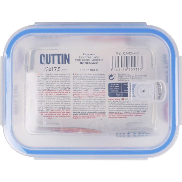 Quttin Fiambrera Rectangular Hermética 1.5L 23x17.5x7.6 cm (6 Unidades) 3