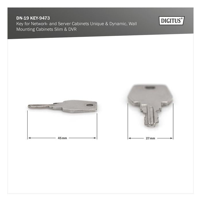 Digitus 9473 Llave para armarios de red, servidor y murales, Negro, Metálico 1