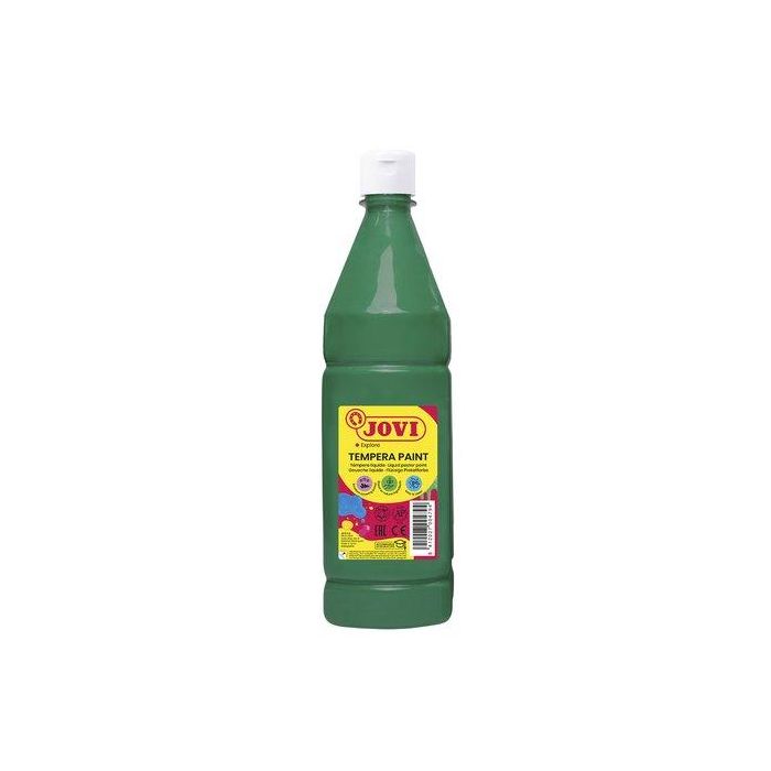 Jovi Témpera líquida escolar, lista para usar, 1000 ml, color verde oscuro, ideal para papel, cartulina, madera, tela