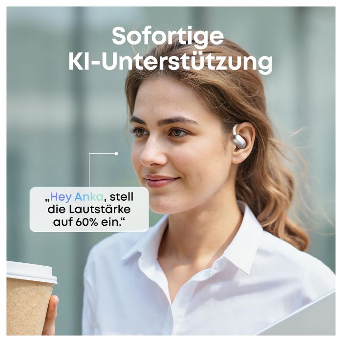 ANKER AeroFit 2 Auriculares Inalámbricos de Diseño Abierto, Blancos, IP55, 42h Reproducción con Estuche 3