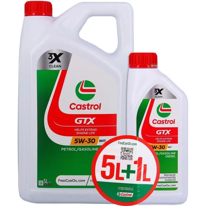 Castrol GTX 5W-30 RN17 Aceite de Motor 5L+1L Castrol GTX 5W-30 RN17 Aceite de Motor 5L+1L
