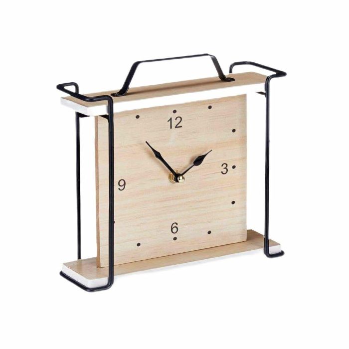 Reloj de Mesa Negro Metal Madera MDF 23 x 21 x 7 cm (6 Unidades)