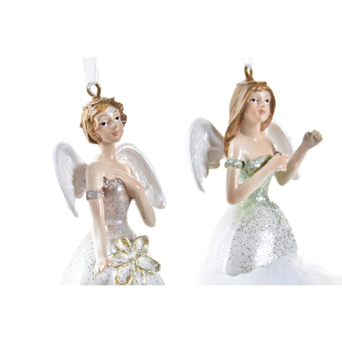 Decoracion Colgante Navidad Tradicional DKD Home Decor Blanco Dorado 4 x 7 x 6 cm (12 Unidades) 1