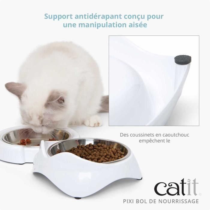 Comedero para gatos - CATIT - PIXI - 200 ml - Cuencos extraíbles de acero inoxidable - Blanco 3