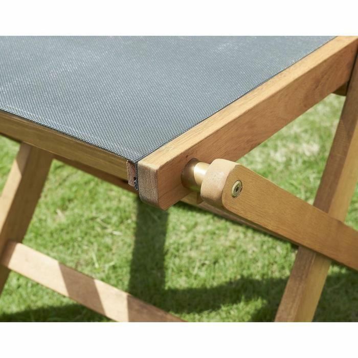 Conjunto de 2 Sillas Plegables de Madera de Acacia FSC y Textilene Gris 1