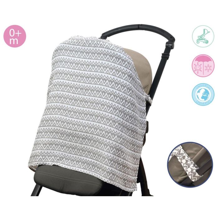 KioKids Protector para Carrito de Bebé Tipo Muselina Geogrey Gris +0 meses 1