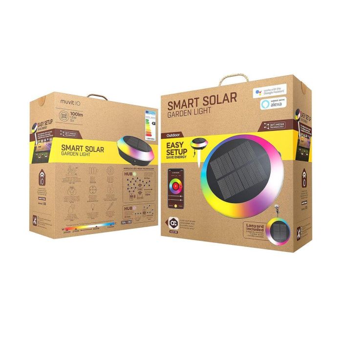 Muvit Lámpara Luz Solar Inteligente Bluetooth RGB+CCT con Detector de Movimiento Exterior Inalámbrica 5 Muvit Lámpara Luz Solar Inteligente Bluetooth RGB+CCT con Detector de Movimiento Exterior Inalámbrica 5