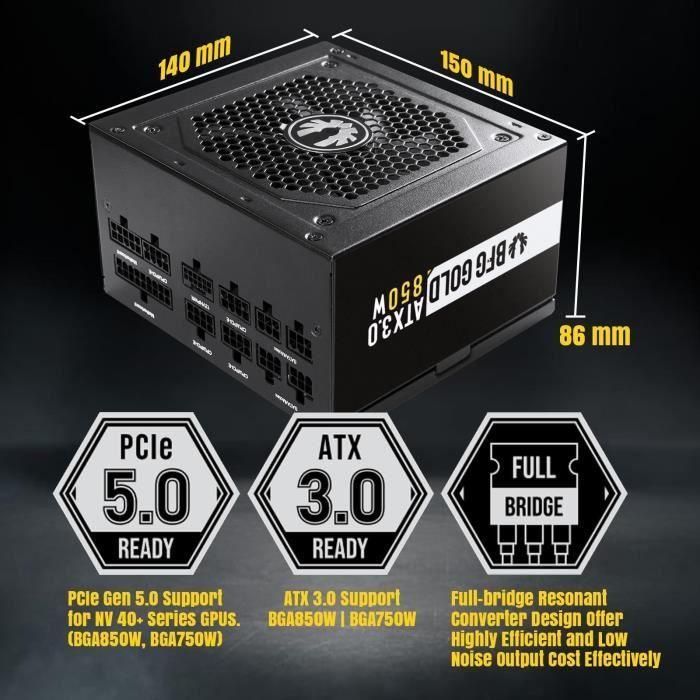 BITFENIX BFG GOLD 850W (80+ Gold) ATX 3.0 - Fuente de alimentación para PC - 850W 2 BITFENIX BFG GOLD 850W (80+ Gold) ATX 3.0 - Fuente de alimentación para PC - 850W 2