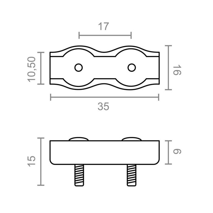 Sujetacable plano doble sjt02, 3 mm, galvanizado, blister 2 unidades 1