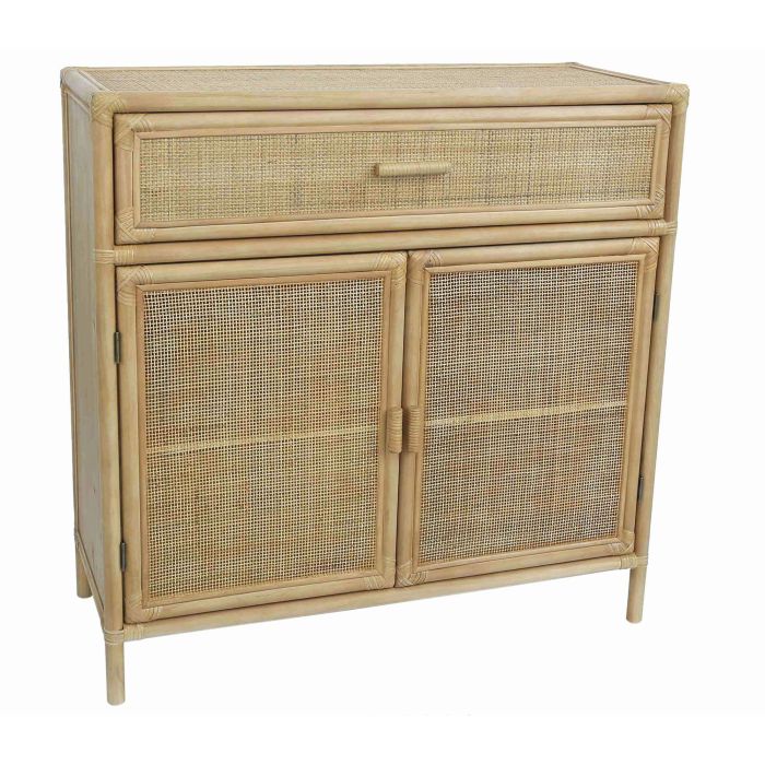 DKD Home Decor Aparador Tropical de Madera de Abeto y Ratán Marrón Claro 100x40x100 cm con 1 Cajón y 2 Puertas. Colección Suipt. DKD Home Decor Aparador Tropical de Madera de Abeto y Ratán Marrón Claro 100x40x100 cm con 1 Cajón y 2 Puertas. Colección Suipt.