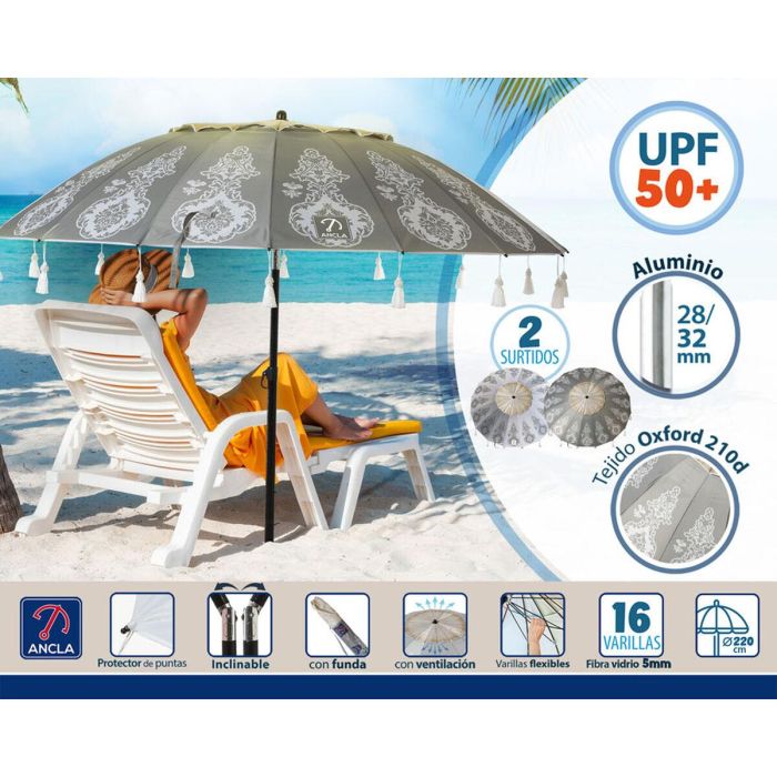Sombrilla de playa Ø 220 cm SPF50+ Oriental 3 Sombrilla de playa Ø 220 cm SPF50+ Oriental 3