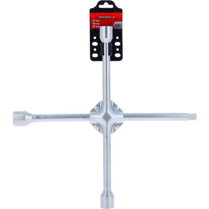 Powertrac Llave de Cruz Reforzada de Acero de Precisión con Vasos de 17, 19 y 21 mm