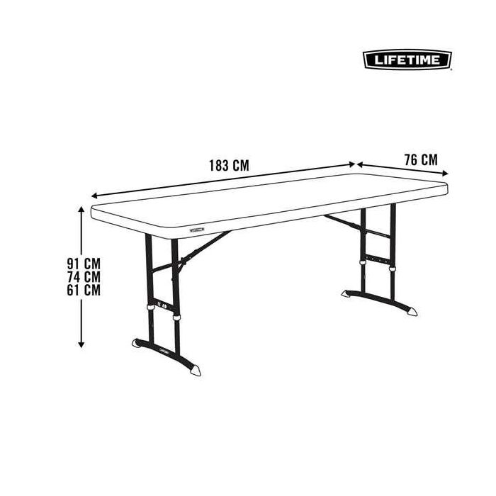 Mesa Plegable Lifetime Blanco Acero Plástico 183 x 91 x 76 cm 4