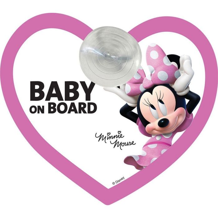 Disney CZ10422 Señal de Coche Bebé a Bordo Minnie Mouse, Ventosa, Forma Corazón 20cm, Rosa/Blanco Disney CZ10422 Señal de Coche Bebé a Bordo Minnie Mouse, Ventosa, Forma Corazón 20cm, Rosa/Blanco