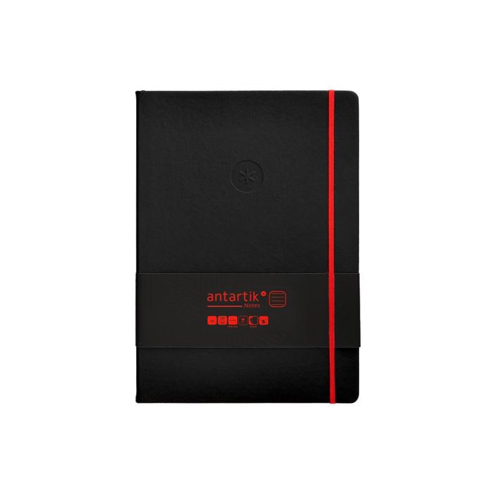 Cuaderno Con Gomilla Antartik Notes Tapa Dura A4 Hojas Rayas Negro Y Rojo 100 Hojas 80 gr Fsc 1