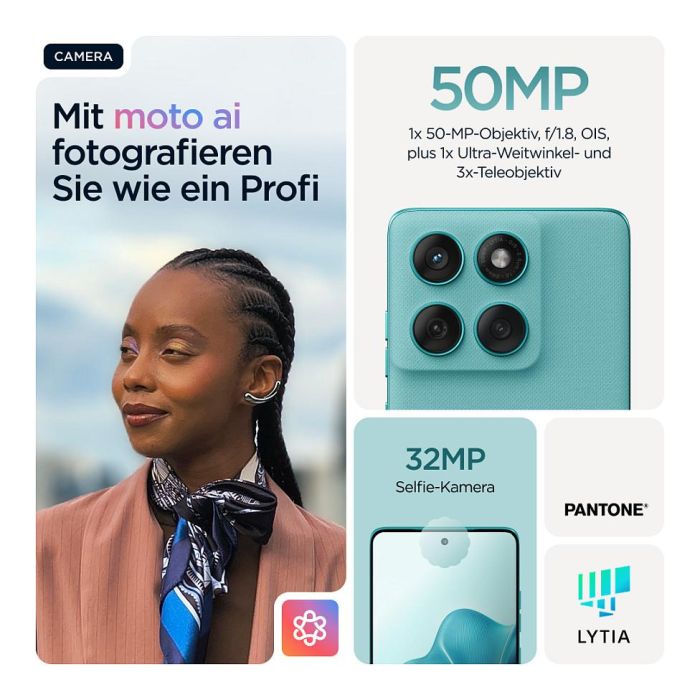 Motorola Edge 60 Fusion Smartphone 5G - 6.67" Pantalla Super HD 120Hz, 256GB Almacenamiento, 8GB RAM, Cámara 50MP, Carga TurboPower 68W, Batería 5200 mAh, Android 15, Color Turquesa