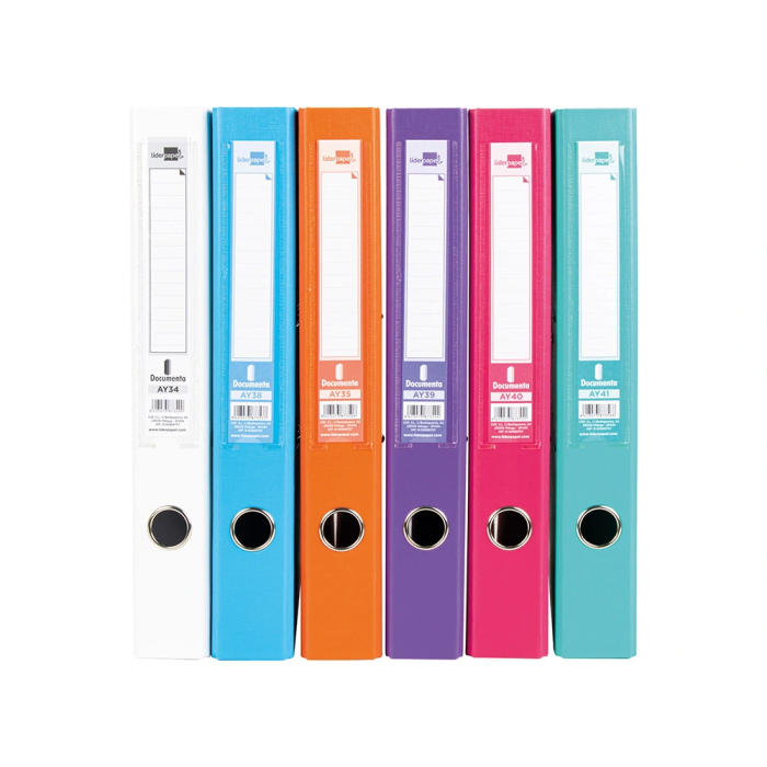 Liderpapel Archivador de Palanca Folio Documenta Forrado PVC con Rado Lomo 52 mm Colores Surtidos Trending 2