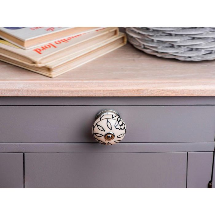 Blister con 4 pomos redondos para mueble fabricado en porcelana acabado blanco flor mod. e504 ø40mm rei 3 Blister con 4 pomos redondos para mueble fabricado en porcelana acabado blanco flor mod. e504 ø40mm rei 3