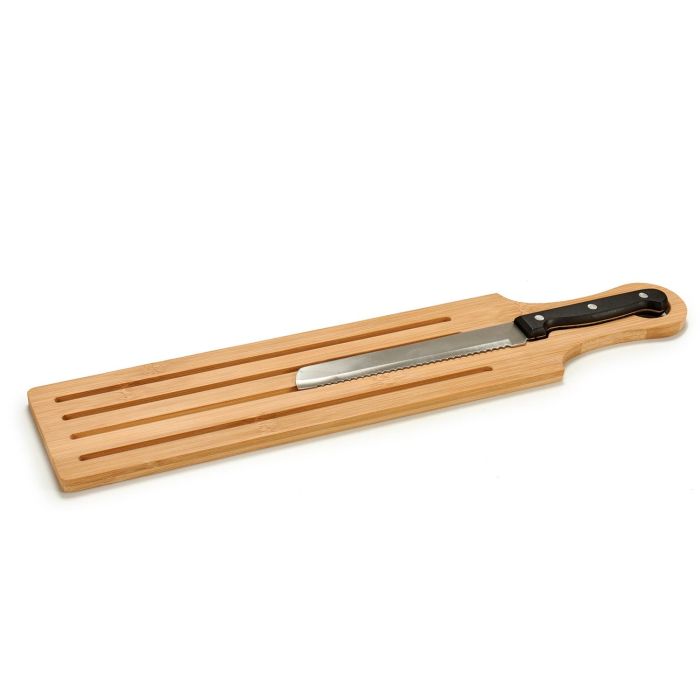 Tabla para cortar pan con asa de bambú y cuchillo Kinvara 50x10.5x2 cm (12 Unidades) 1 Tabla para cortar pan con asa de bambú y cuchillo Kinvara 50x10.5x2 cm (12 Unidades) 1