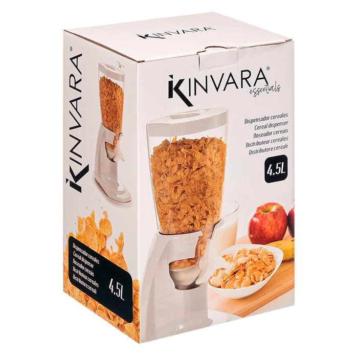 Dispensador Cereales Plastico Blanco 4,5L Kinvara 16X40CM (6 Unidades) 2 Dispensador Cereales Plastico Blanco 4,5L Kinvara 16X40CM (6 Unidades) 2