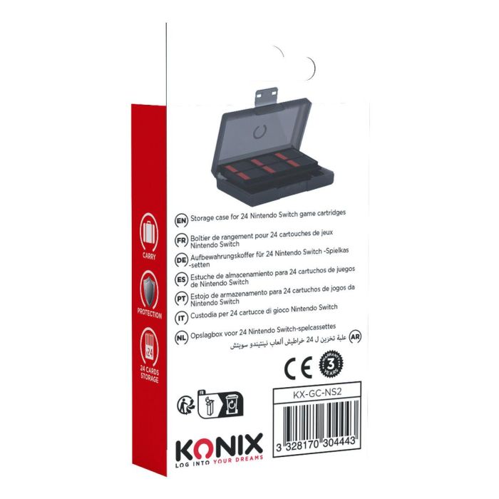 Estuche protector y de transporte - KONIX - Para cartuchos de juego Nintendo Switch 2 - A prueba de golpes - 24 compartimentos de almacenamiento - Negro 1 Estuche protector y de transporte - KONIX - Para cartuchos de juego Nintendo Switch 2 - A prueba de golpes - 24 compartimentos de almacenamiento - Negro 1