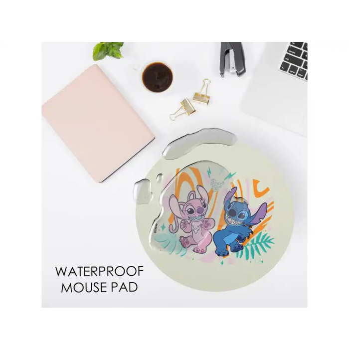 Wondee Alfombrilla de Ratón Redonda Lilo & Stitch con Stitch y Angel, Control Preciso, Antideslizante, Lavable, 200mm 3