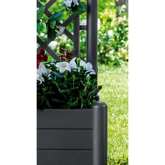 Stefanplast STE8003507801066 Jardinera cuadrada Italia con enrejado, 30L, Plástico, Antracita 2