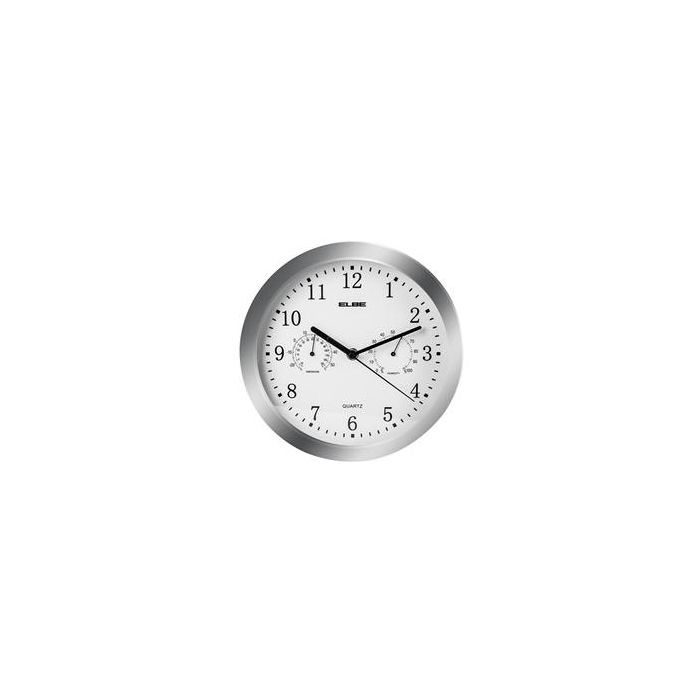 Reloj De Pared Temperatura Y Humedad 25Cm Plata ELBE RP-3005-P