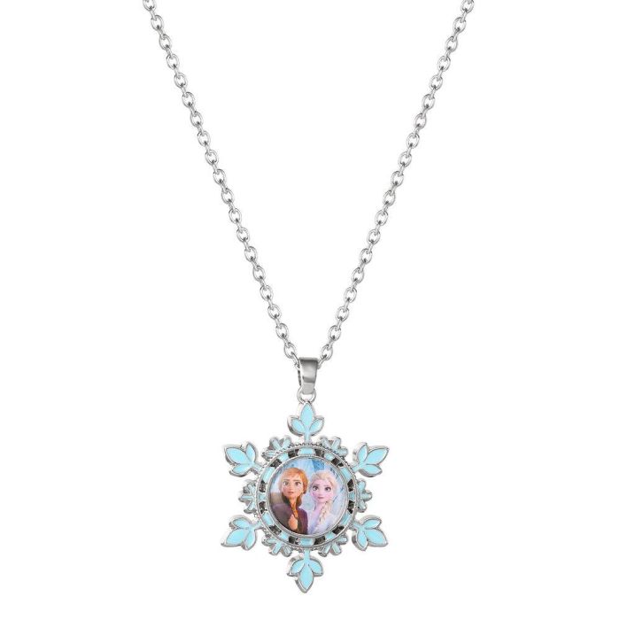 Disney Colgante Elsa & Anna Frozen Chapado en Plata Fina con Diseño Copo de Nieve Disney Colgante Elsa & Anna Frozen Chapado en Plata Fina con Diseño Copo de Nieve
