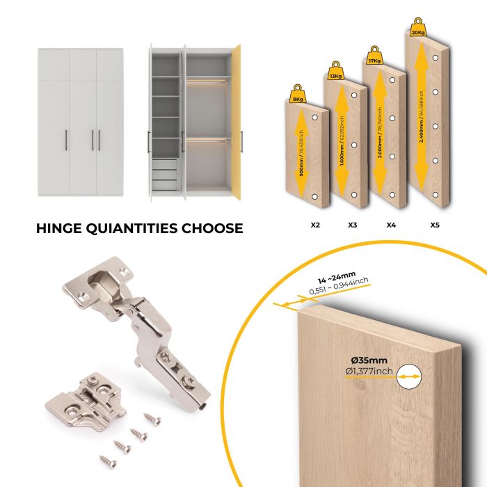 Emuca Lote de 20 bisagras supercodo X92 con cierre suave y suplementos para atornillar, Acero, Niquelado 6 Emuca Lote de 20 bisagras supercodo X92 con cierre suave y suplementos para atornillar, Acero, Niquelado 6