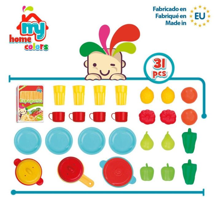 Set de Alimentos de Juguete Colorbaby Menaje y utensilios de cocina 31 Piezas (6 Unidades) 2 Set de Alimentos de Juguete Colorbaby Menaje y utensilios de cocina 31 Piezas (6 Unidades) 2