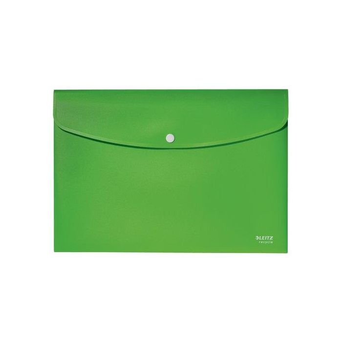 Leitz 46780055 Sobres de Polipropileno Opaco A4 con Broche Botón Recycle Verde, Certificado Blue Angel