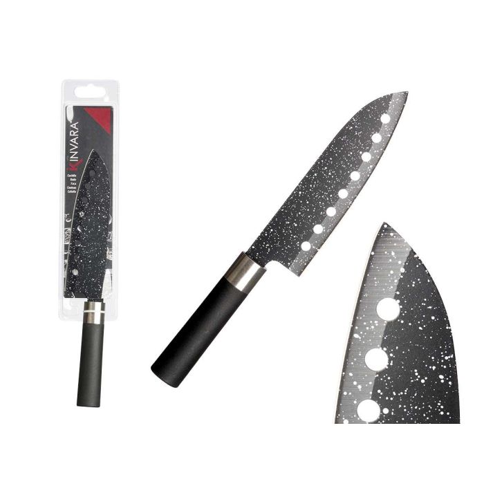 Cuchillo Kinvara con agujeros, acabado mármol, 29.5x2x5 cm, negro/plata (24 Unidades) Cuchillo Kinvara con agujeros, acabado mármol, 29.5x2x5 cm, negro/plata (24 Unidades)