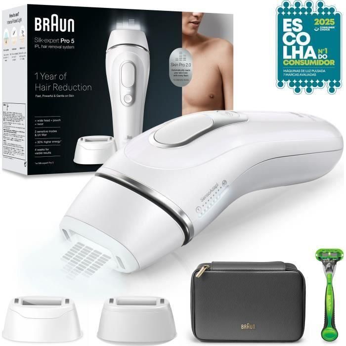 Braun IPL PL5145 Depiladora de luz pulsada, Blanco, verde y negro