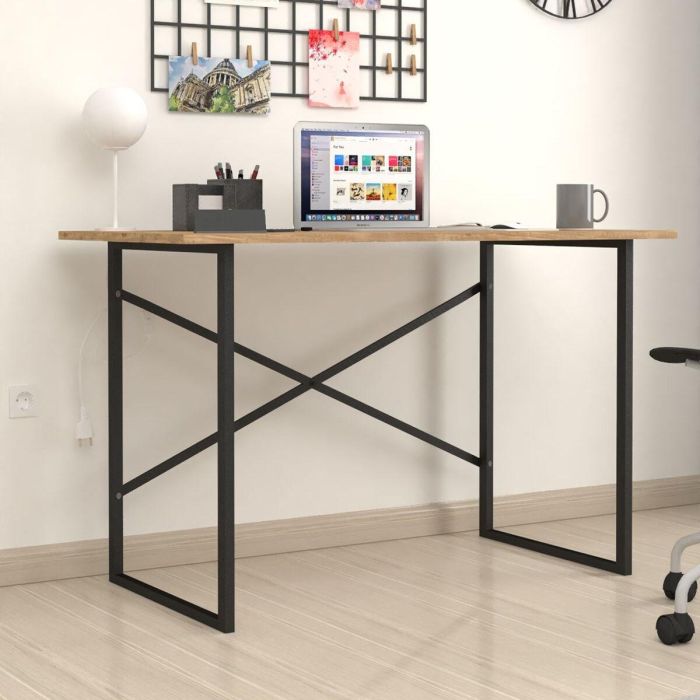 Mesa de Escritorio Alexandra House Living Negro Roble Metal Madera MDP 120 x 75 x 60 cm industrial 2