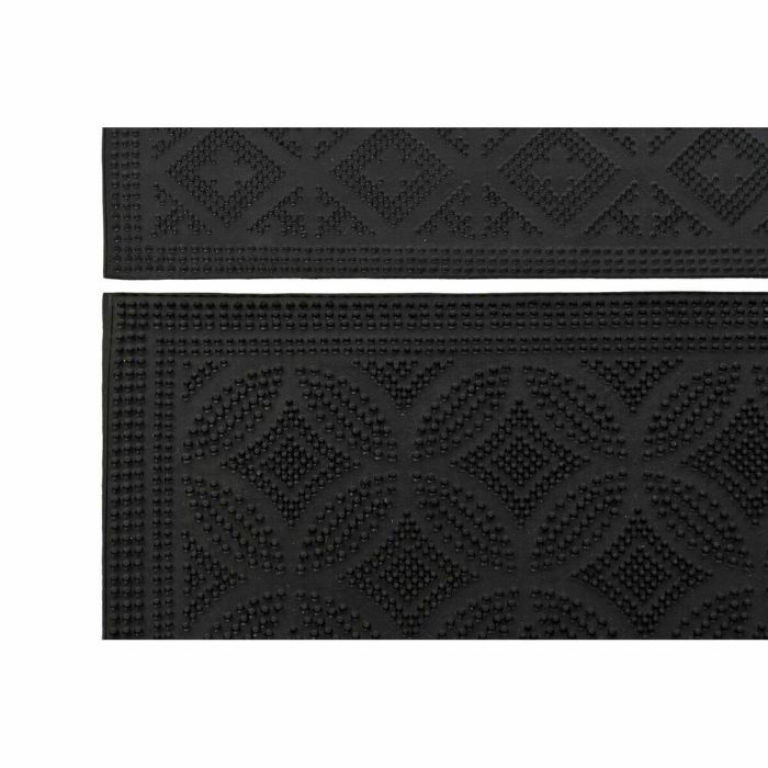 DKD Home Decor Felpudo Geométrico para Terraza y Jardín de Goma Negro 60x40 cm (2 Unidades) 2