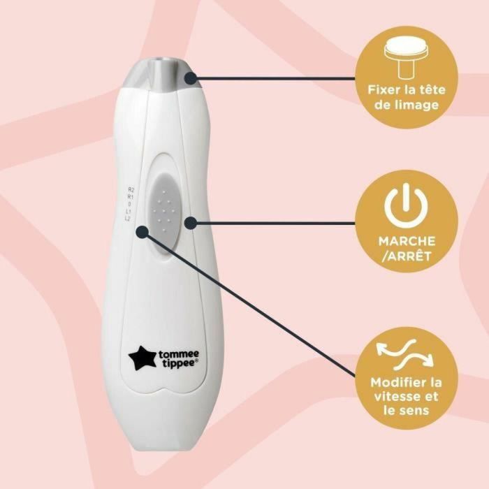 Tommee Tippee AUC1719101461356 Lima de Uñas Eléctrica con Iluminación LED y 6 Cabezales Limadores para Bebé y Adulto 4 Tommee Tippee AUC1719101461356 Lima de Uñas Eléctrica con Iluminación LED y 6 Cabezales Limadores para Bebé y Adulto 4