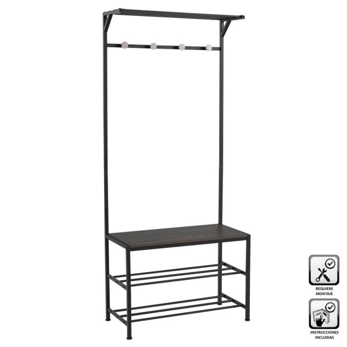 Perchero Negro Hierro 76,2 x 35 x 177,5 cm 6 Perchero Negro Hierro 76,2 x 35 x 177,5 cm 6