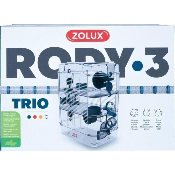 ZOLUX ZOL3336022060256 Jaula Rody3 Trio 3 niveles para hámsters, ratones y jerbos azul L 41 x P 27 x H 53 cm 2 ZOLUX ZOL3336022060256 Jaula Rody3 Trio 3 niveles para hámsters, ratones y jerbos azul L 41 x P 27 x H 53 cm 2