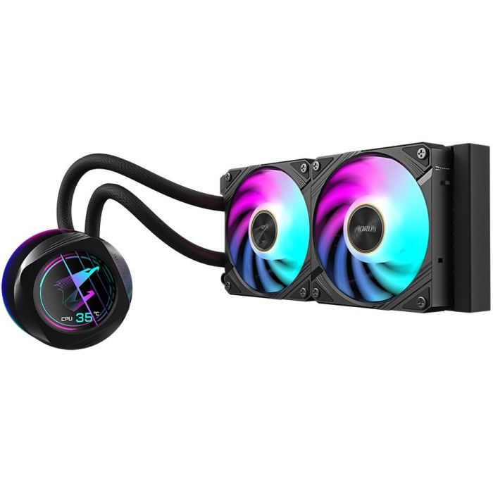 Gigabyte AORUS WATERFORCE X II 240 Refrigeración líquida AIO para CPU - 2 ventiladores ARGB 120mm, pantalla LCD, compatible Intel LGA 1700 y AMD AM5 2 Gigabyte AORUS WATERFORCE X II 240 Refrigeración líquida AIO para CPU - 2 ventiladores ARGB 120mm, pantalla LCD, compatible Intel LGA 1700 y AMD AM5 2