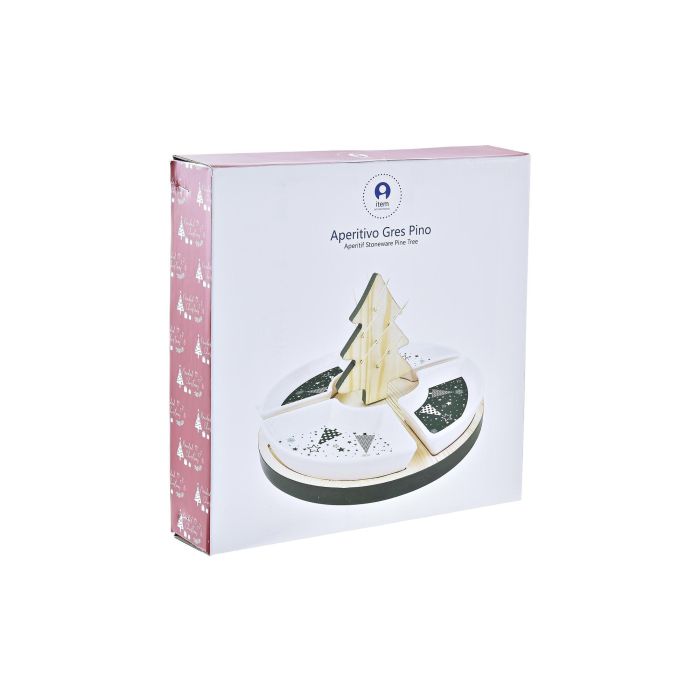 DKD Home Decor Set de Aperitivo Navidad Tradicional de Gres y Bambú Verde, Blanco y Natural 5 piezas 21.5 x 21.5 x 13 cm 3 DKD Home Decor Set de Aperitivo Navidad Tradicional de Gres y Bambú Verde, Blanco y Natural 5 piezas 21.5 x 21.5 x 13 cm 3